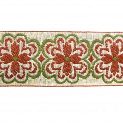 Clover Braid 5cm - Terracotta & Green 