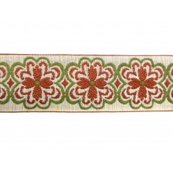 Clover Braid 5cm - Terracotta & Green 