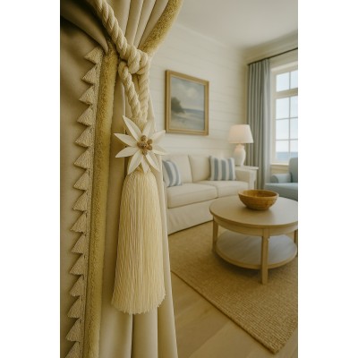 Curtain Tieback with Edelweiss Embellishment