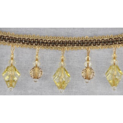 Bohemian Beaded Fringe Cream & Brown