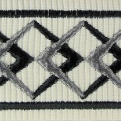 Decorative Braid Trim - Diamond Pattern Ebony & Grey