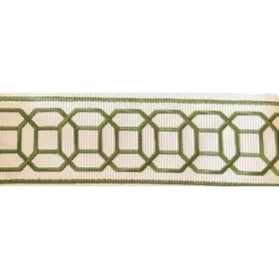 Decorative Border - Octagon Pattern Olive Green