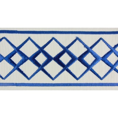 Decorative Border - Diamond Pattern Inky Blue