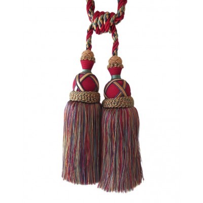 Curtain & Drapery Tassel Tieback - Burgundy, Green, Blue & Gold Mix