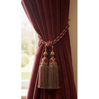 Curtain & Drapery Tassel Tieback - Burgundy, Green, Blue & Gold Mix