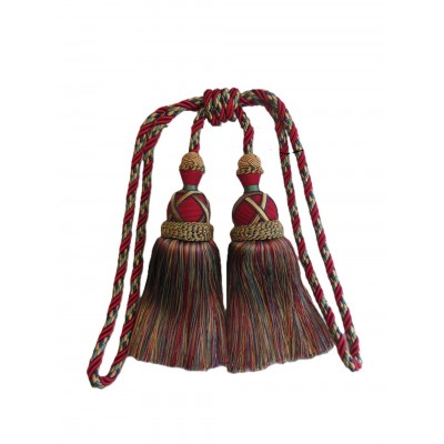 Curtain & Drapery Tassel Tieback - Burgundy, Green, Blue & Gold Mix