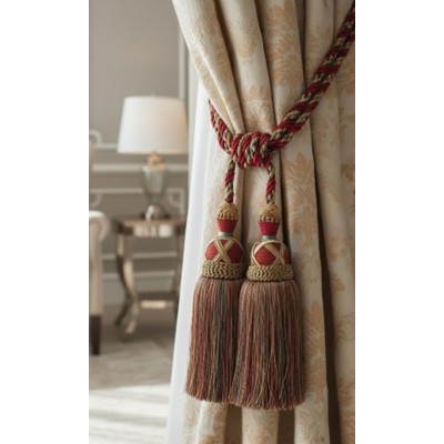 Curtain & Drapery Tassel Tieback - Terracotta, Green & Gold Mix