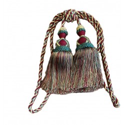 Curtain & Drapery Tassel Tieback - Burgundy, Gold & Green Mix