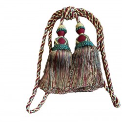 Curtain & Drapery Tassel Tieback - Burgundy, Gold & Green Mix