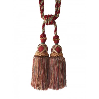 Curtain & Drapery Tassel Tieback - Terracotta, Green & Gold Mix