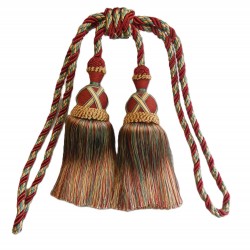 Curtain & Drapery Tassel Tieback - Terracotta, Green & Gold Mix