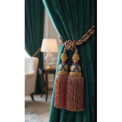 Curtain & Drapery Tassel Tieback - Gold, Pink, Blue & Green Mix 