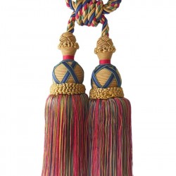 Curtain & Drapery Tassel Tieback - Gold, Pink, Blue & Green Mix 