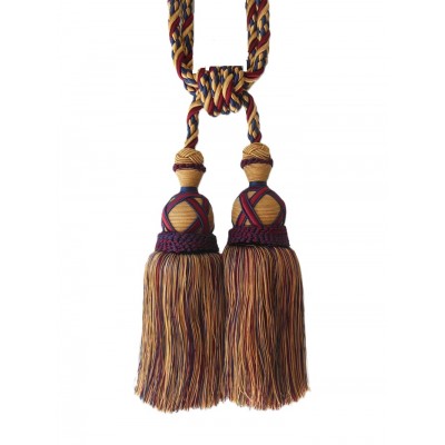 Curtain & Drapery Tassel Tieback - Gold, Burgundy & Navy Blue Mix
