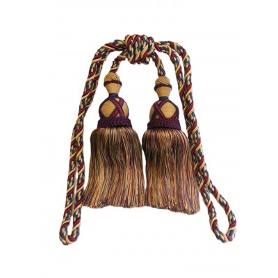Curtain & Drapery Tassel Tieback - Gold, Burgundy & Navy Blue Mix