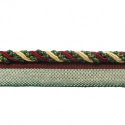 5mm Lip Cord Trim - Cherry Taupe & Forest Green