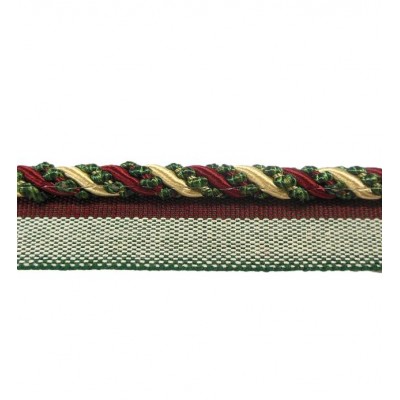 5mm Lip Cord Trim - Cherry Taupe & Forest Green