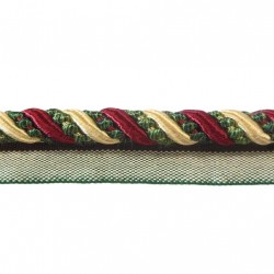 10mm Lip Cord Trim -  Cherry Taupe & Forest Green