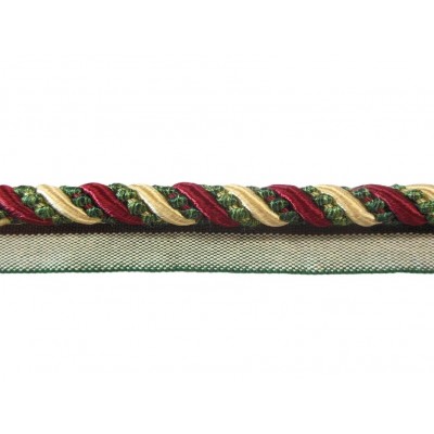10mm Lip Cord Trim -  Cherry Taupe & Forest Green