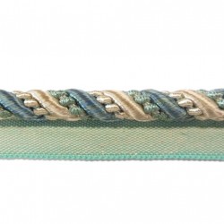 10mm Lip Cord Trim - Teal & Oyster
