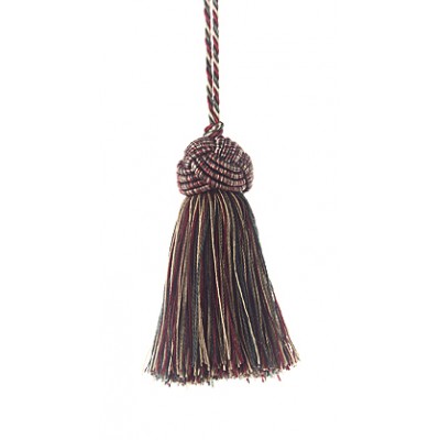 Decorative Tassel - Cherry, Taupe & Forest Green