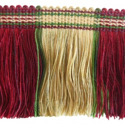 Ruche Fringe - Cherry Taupe & Forest Green