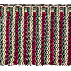 Bullion Fringe - Cherry Taupe & Forest Green