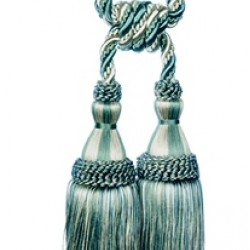 Double Tassel tieback - Teal & Oyster