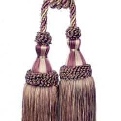 Double Tassel Tieback - Aubergine Avocado
