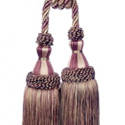 Double Tassel Tieback - Aubergine Avocado