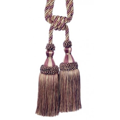 Double Tassel Tieback - Aubergine Avocado