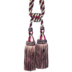 Double Tassel Tieback -  Cherry Taupe & Forest Green