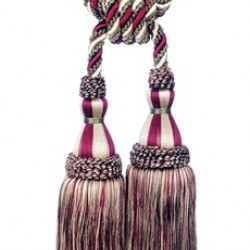 Double Tassel Tieback -  Cherry Taupe & Forest Green