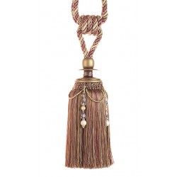 Tassel Tieback with Beads - Aubergine Avocado