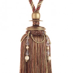 Tassel Tieback with Beads - Tigers Eye