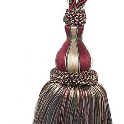 Large Tassel Tieback - Cherry Taupe & Forest Green