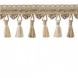 Tassel Trim Taupe & Cream