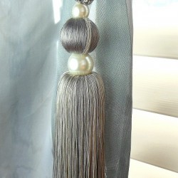 Single Tassel Tieback - Grey, Silver & Cream