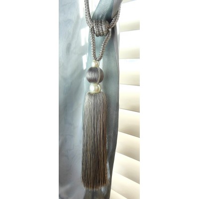 Single Tassel Tieback - Grey, Silver & Cream