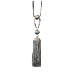 Single Tassel Tieback - Turquoise & Taupe