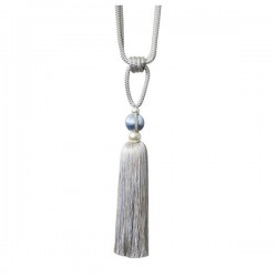 Single Tassel Tieback - Blue & Taupe