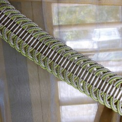 Curtain Holdback  - Lime Green & Taupe