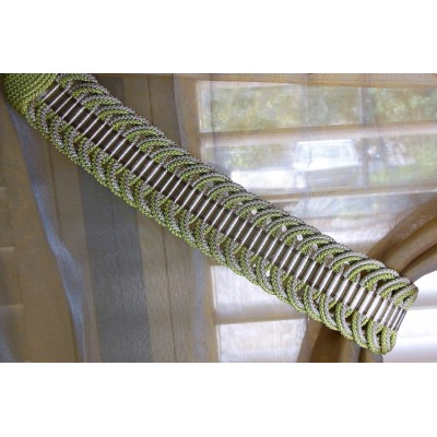 Curtain Holdback Lime Green & Taupe