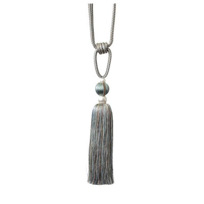 Single Tassel Tieback - Turquoise & Taupe