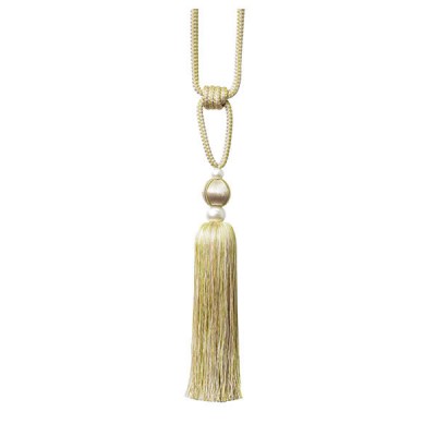 Single Tassel Tieback -  Lime Green & Taupe
