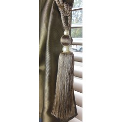 Single Tassel Tieback - Taupe & Cream