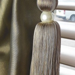 Single Tassel Tieback - Taupe & Cream