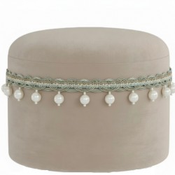 Pearl Fringe Trim - Blue & Taupe