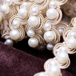 Braid with Pearls Grey, Silver & Cream