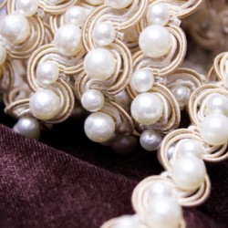 Braid with Pearls -  Grey, Silver & Cream